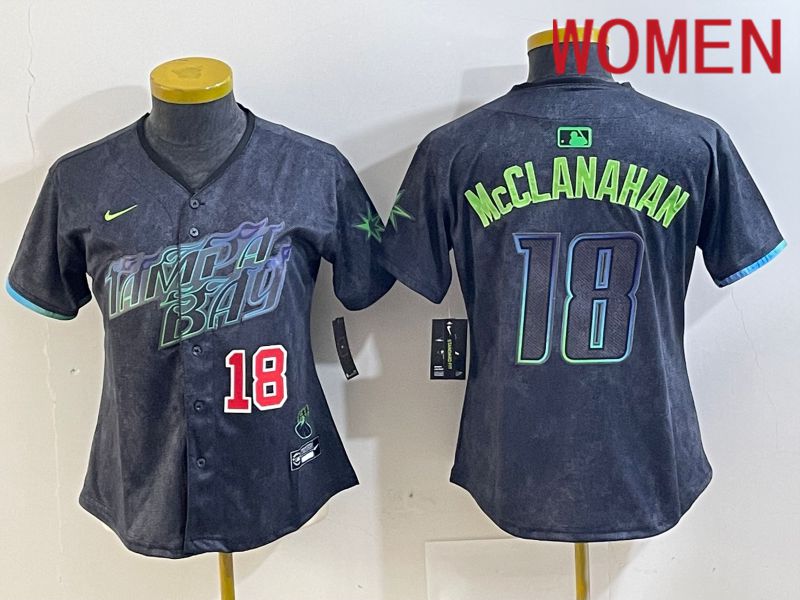 Women Tampa Bay Rays #18 Mcclanahan Black City Edition 2024 Nike MLB Jersey style 5->->